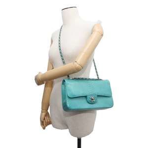 Chanel Chain Shoulder Bag Coco Mark Python Blue